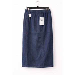 Northern Lights Denim Skirt Womens L Indigo Blue Midi Straight Modest NWT